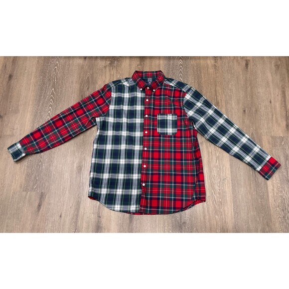 Vineyard Vines Mens Large Patchwork Plaid Tucker Shirt Red Green Classic Fit - Picture 1 of 9